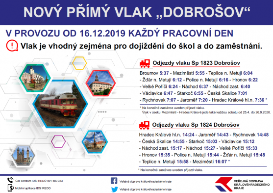 Vlak "Dobrošov" pojede přímo do Hradce Králové
