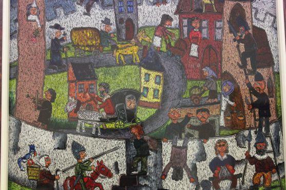 V broumovské knihovně vystavuje své podmalby na skle Jaroslav Novák 