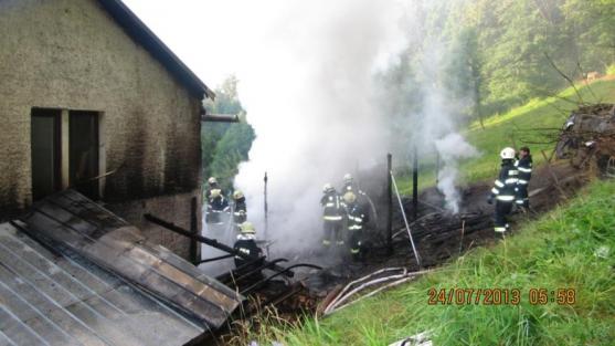 Pod přístřeškem u domu shořelo dříví