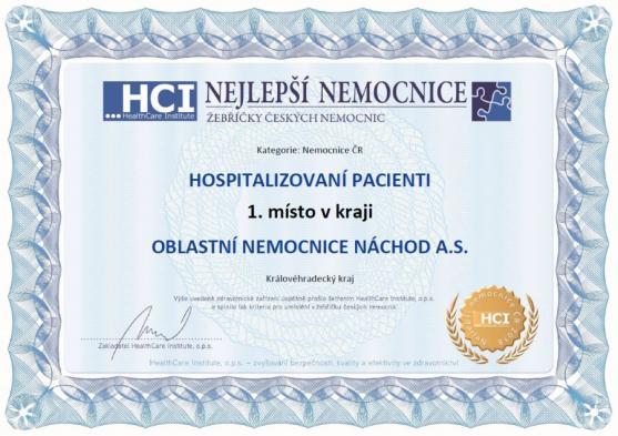 Oblastní nemocnice Náchod je nejlepší v kraji z pohledu hospitalizovaných pacientů, zlepšuje se i ekonomicky
