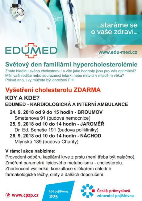 Světový den familiární hypercholesterolémie ve společnosti EDUMED s.r.o. I v Broumově!