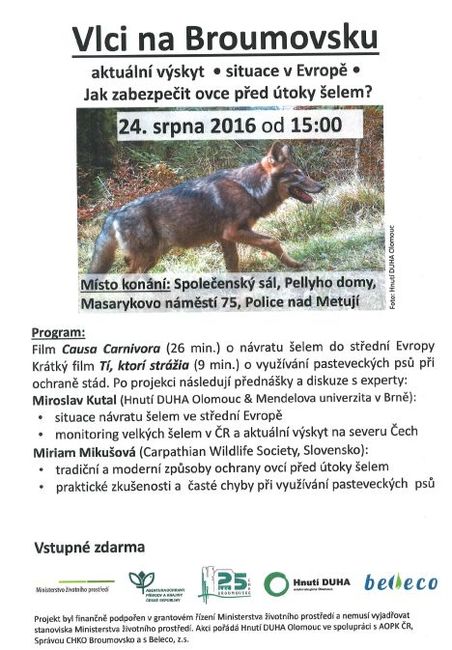 Vlci budou hlavním tématem speciální projekce spojené s diskuzí pro veřejnost