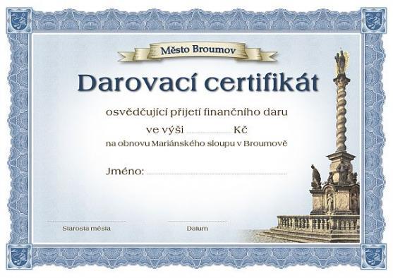 Město Broumov vyhlásilo sbírku na opravu Mariánského sloupu na náměstí