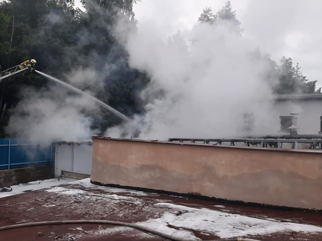 Hořela kotelna v areálu firmy Veba v Broumově - Olivětíně