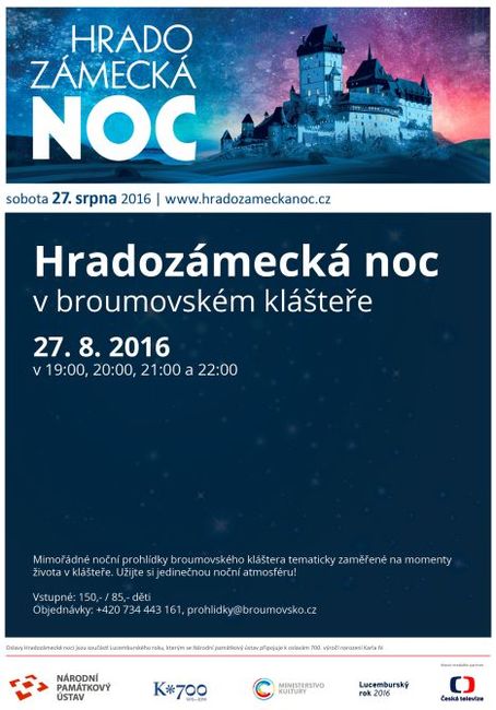 Broumovský klášter se letos zapojí do Hradozámecké noci 
