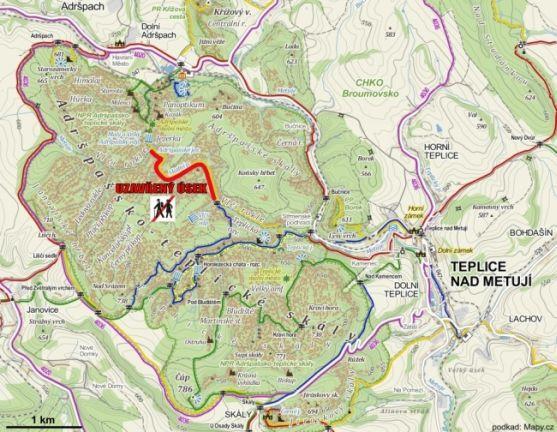 Vlčí rokle v Adršpašsko - teplických skalách ještě průchozí není