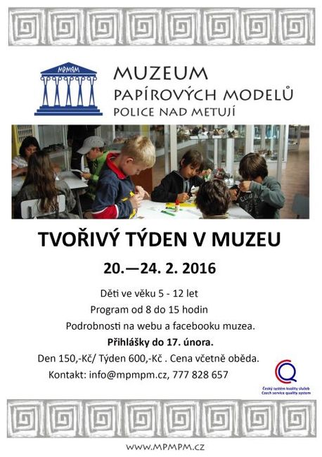 Týden s Herkulem a víkend nazvaný Muzeum dětem, aneb jak budou vypadat jarní prázdniny v Muzeu papírových modelů 