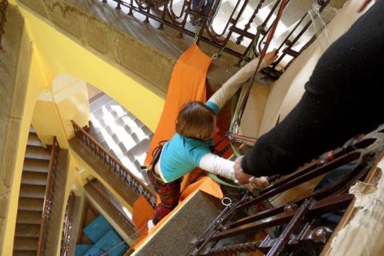 Hitem letošního dne otevřených dveří na broumovském gymnáziu bylo slaňování 