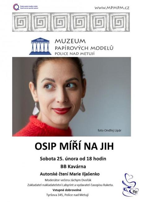 Marie Iljašenko představí svoji básnickou prvotinu Osip míří na jih 