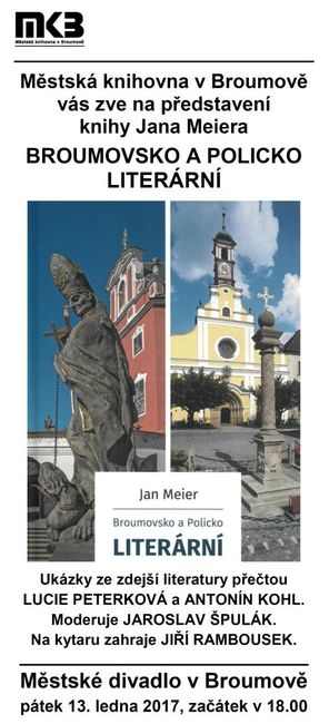 Jan Meier představí svoji novou knihu s názvem Broumovsko a Policko literární 