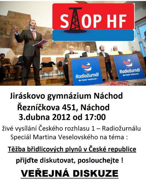 V Náchodě se bude opět diskutovat o těžbě břidlicových plynů a Český rozhlas bude u toho