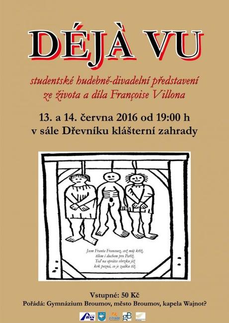 Studenti broumovského gymnázia uvedou hudebně-divadelní představení Déjà-vu