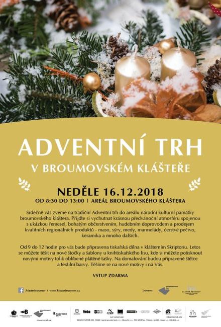 Více než 50 prodejců nabídne své zboží na Adventním trhu v broumovském klášteře