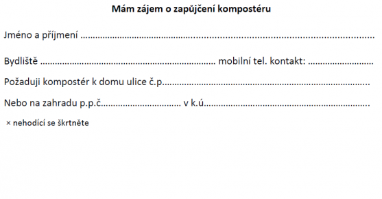 Průzkum zájmu o zapůjčení kompostéru 