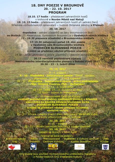 Nabídka akcí na Broumovsku pro víkend od 20. do 22. října