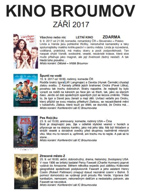 Nabídka akcí na Broumovsku pro víkend od 15. do 17. září