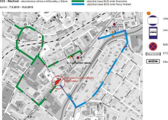 V neděli začnou dopravní komplikace v Náchodě a v Novém Městě nad Metují 
