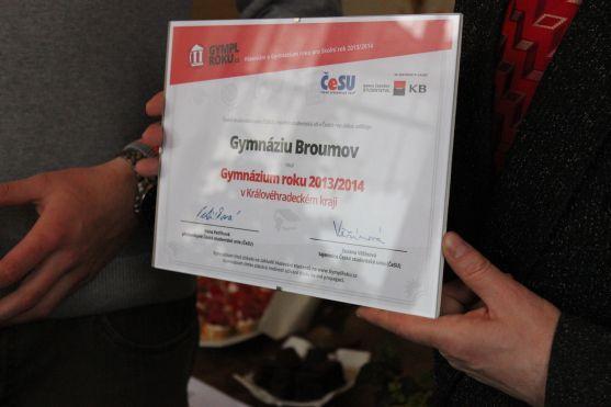 Gymplem roku Královéhradeckého kraje se v hlasování studentů stalo Gymnázium Broumov