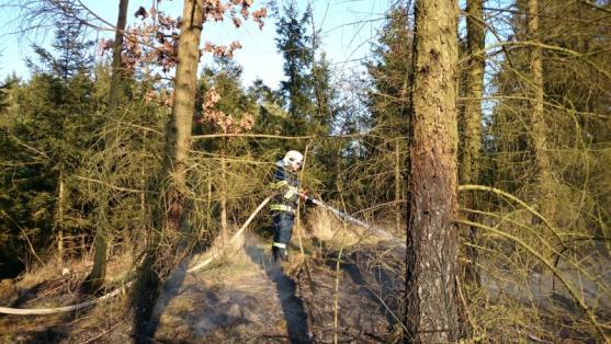 Hasiči na Broumovsku dvakrát vyjížděli k požárům trávy a lesního porostu