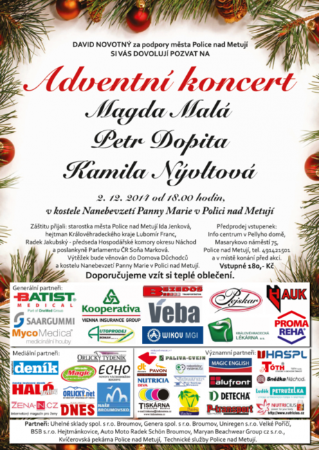 Série Adventních koncertů Davida Novotného podpoří charitu 