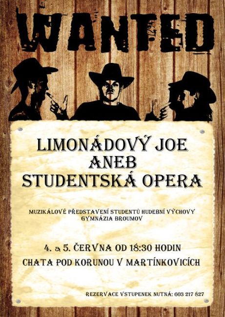 Studenti Gymnázia Broumov uvedou českou westernovou klasiku