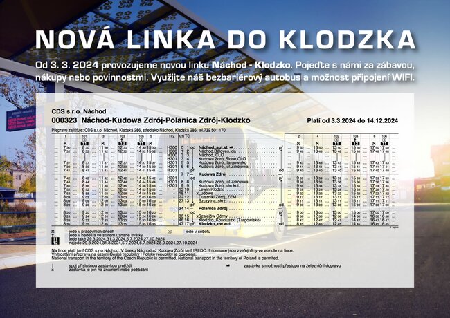 Nový autobus spojuje Náchod s Kladskem