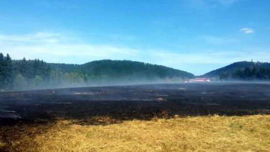 V Ruprechticích hořely tři hektary pole. Les hasiči zachránili