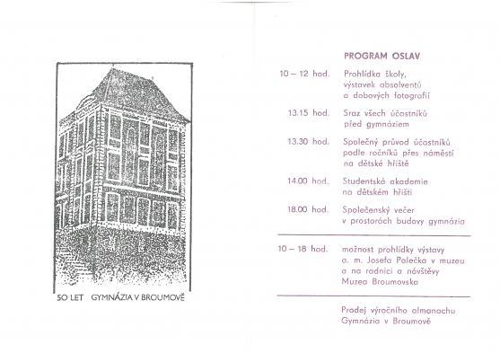 Gymnázium Broumov letos oslaví 70. výročí