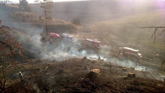 Hasiči na Broumovsku dvakrát vyjížděli k požárům trávy a lesního porostu