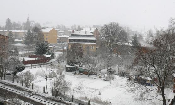 Broumovsko zasypal první sníh přicházející zimy