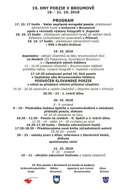 Nabídka akcí na Broumovsku pro víkend od 19. do 21. října