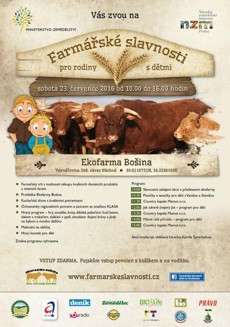 Ekofarma Bošina ve Vernéřovicích zve v sobotu na Farmářskou slavnost
