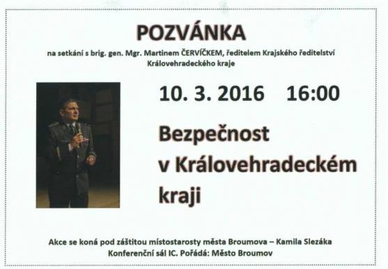 Ve čtvrtek bude v Broumově besedovat brigádní generál Martin Červíček