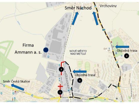 V neděli začnou dopravní komplikace v Náchodě a v Novém Městě nad Metují 