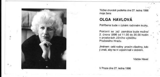 Před dvaceti lety zemřela Olga Havlová 