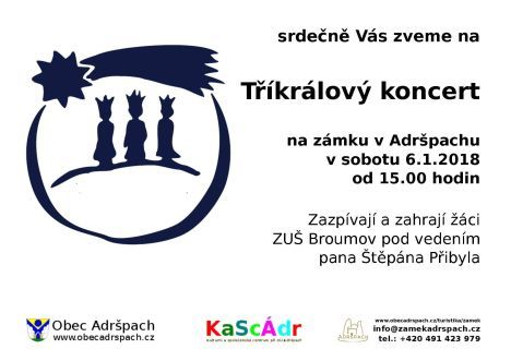 Nabídka akcí na Broumovsku pro víkend od 5. do 7. lednaPrůvod Tří králů, Tříkrálová sbírka a Tříkrálový koncert, koncert Sester Havelkových, kurz, přednáška, zahájení výstavy či koncert Václava Neckáře. To jsou tipy na akce, které se o víkendu od 5. do 7. ledna a v následujících dnech konají na Broumovsku.