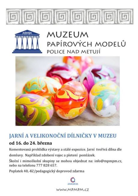 Muzeum papírových modelů nabízí školním skupinám velikonoční dílny