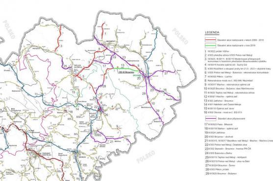 Do silničních staveb se na Broumovsku od roku 2008 investovalo téměř 440 miliónů. Stavby za miliardu korun se připravují