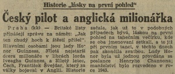 Hrdina z Police si vzal dceru hraběte Guinnesse 