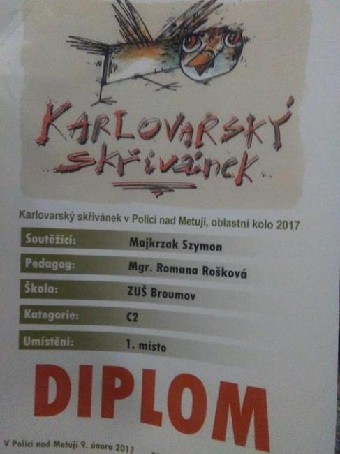 Historický úspěch žáků pěveckého oddělení ZUŠ Broumov