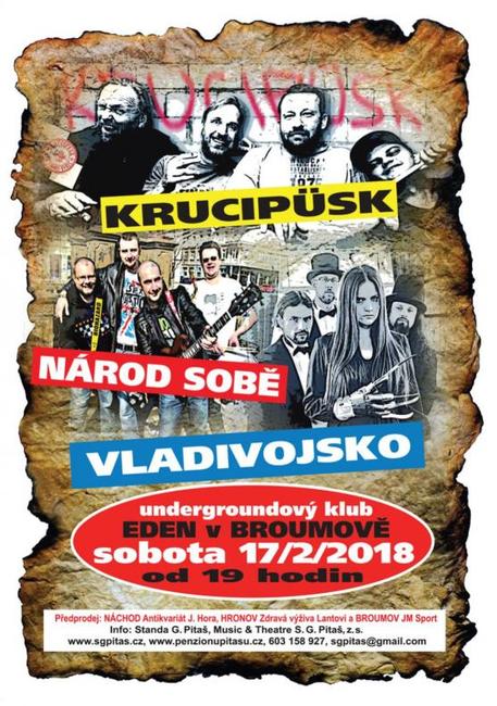 Krausberry se vrací do Edenu. V únoru zde ještě zahrají Krucipüsk, Národ Sobě, Vladivojsko a Marco Mendoza
