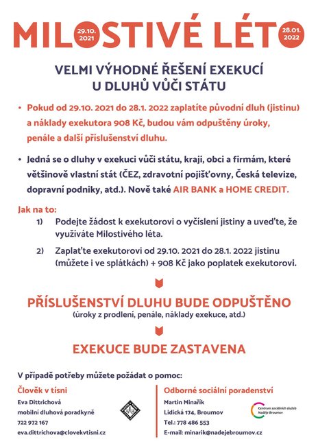 Milostivé léto může pomoci dlužníkům