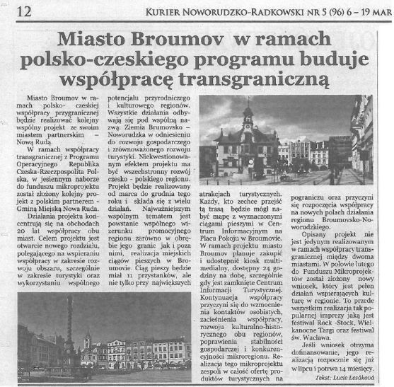 Noviny z Nowe Rudy jsou k dostání v broumovském infocentru