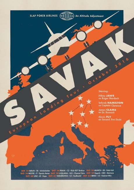 Koncertní turné americké skupiny SAVAK: Berlín, Praha, Mnichov, Lublaň, Záhřeb, Vernéřovice...