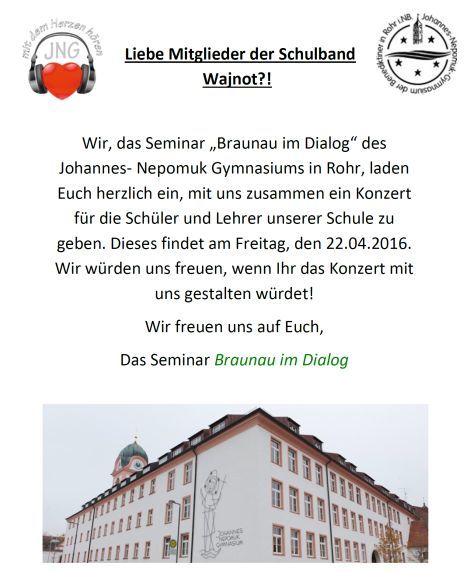 Gymnaziální hudební skupina Wajnot? míří do Německa