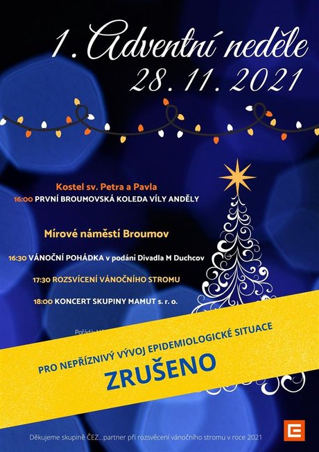 Rozsvěcení vánočních stromů v Broumově a v Polici nad Metují se ruší!