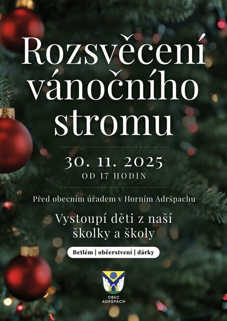 Rozsvěcení vánočního stromu v Adršpachu