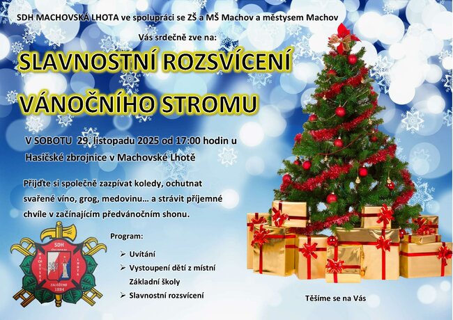 Slavnostní rozsvícení vánočního stromu v Machově